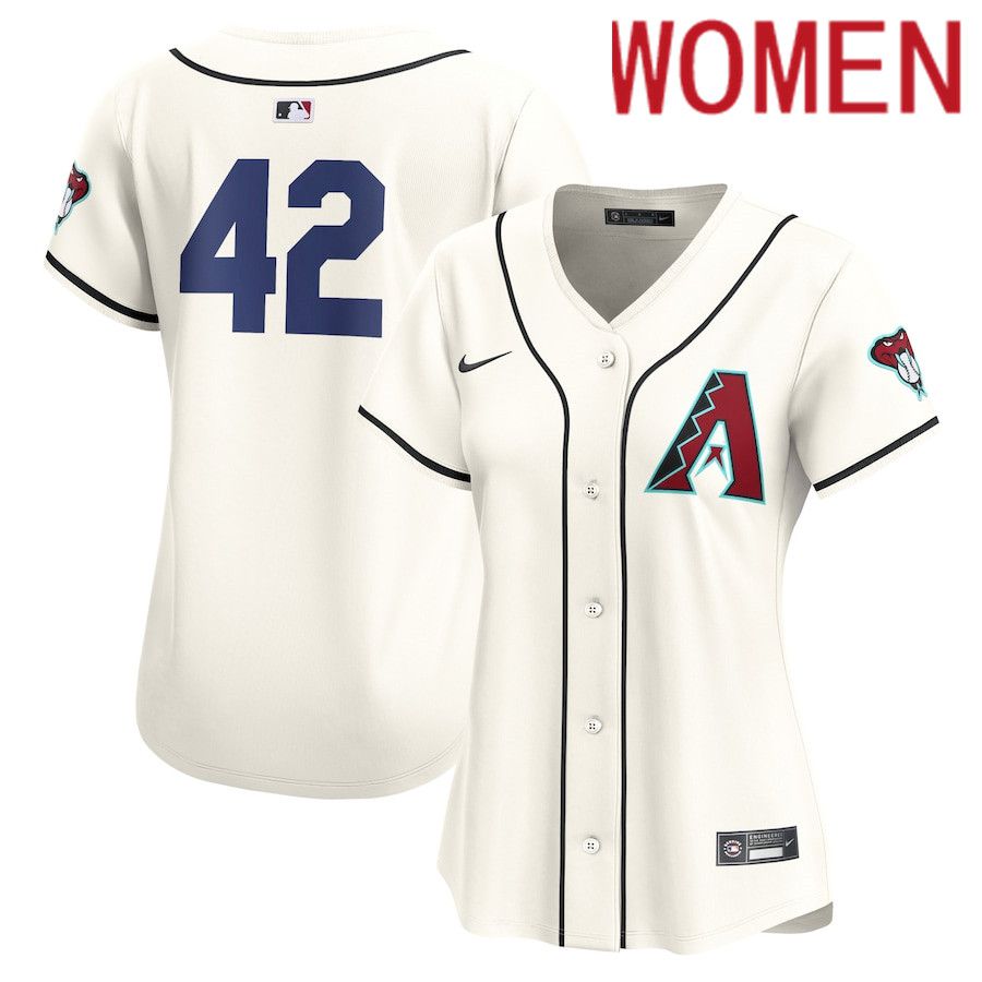 Women Arizona Diamondbacks 42 Jackie Robinson Nike White 2024 Day Home Limited MLB Jersey